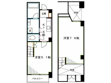 ラ・トルチュ武蔵野(2K/5階)の間取り写真