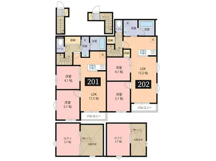 中町4丁目アパート(2LDK/2階)の間取り写真