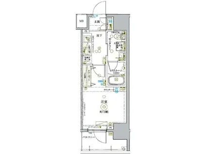 KDXレジデンス池袋ウエスト(1K/12階)の間取り写真