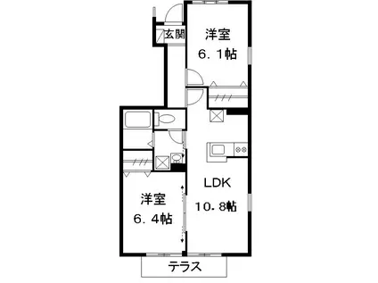 アプリコット酒々井(2LDK/1階)の間取り写真
