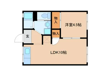 竜田川ハイツ(1LDK/1階)の間取り写真