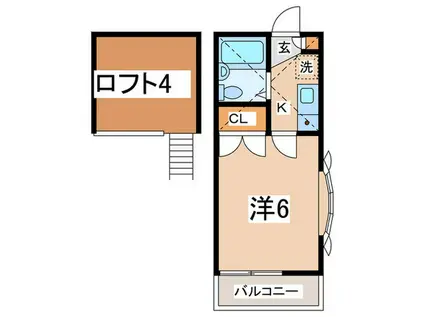 WOODBELLIIB(1K/2階)の間取り写真