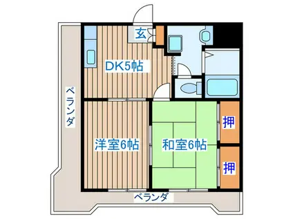 榴ヶ岡パークハイツ(2DK/4階)の間取り写真