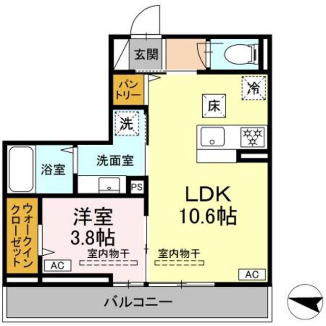 ゼラニウム湘南台(1LDK/1階)の間取り写真