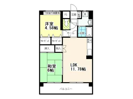 グレース・江北(2LDK/2階)の間取り写真