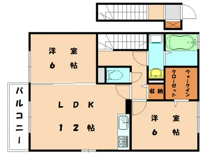 トゥールダルジャン(2LDK/2階)の間取り写真