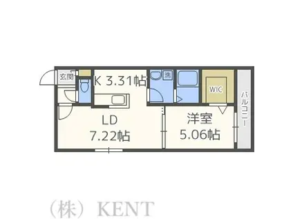 CHEVAL北10条(1LDK/3階)の間取り写真