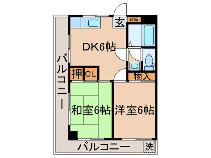 パールハイム(2DK/2階)の間取り写真