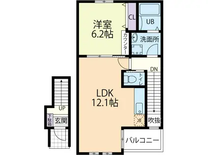 RUINA(1LDK/2階)の間取り写真