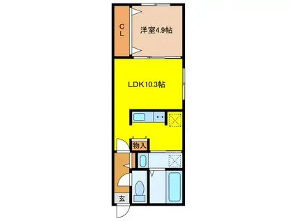 MOKU CHITOSE(1LDK/1階)の間取り写真