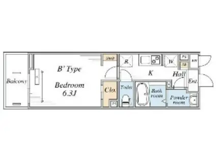 リブリ・西横浜II(1K/3階)の間取り写真