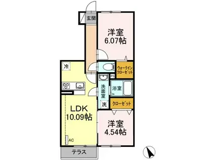 シャルマン高野台B(2LDK/1階)の間取り写真
