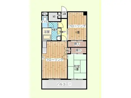 弘豊ビル(2LDK/5階)の間取り写真