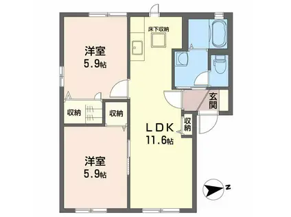 シャーメゾン エチュード B(2LDK/1階)の間取り写真