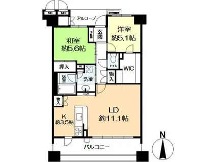 塚口駅前アーバンライフ(2LDK/11階)の間取り写真