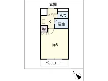 ヴィバリーヒルズ(1K/1階)の間取り写真