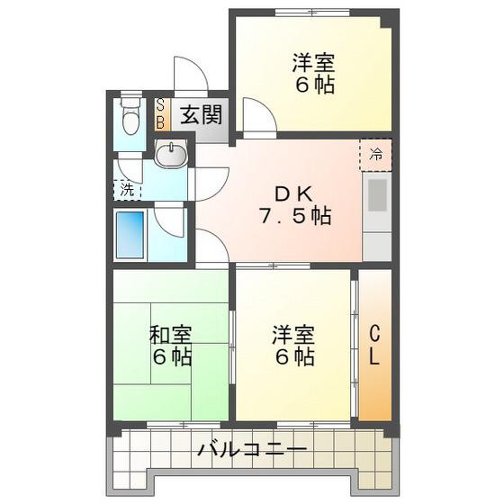 ハイツサイキ(3DK/3階)の間取り写真