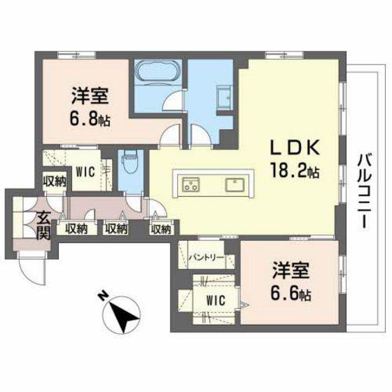 クリソベリル(2LDK/4階)の間取り写真