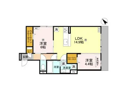 D-ROOM泉佐野市下瓦屋(2LDK/1階)の間取り写真