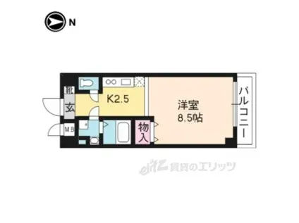 プリモレガーロ西京極(1K/4階)の間取り写真