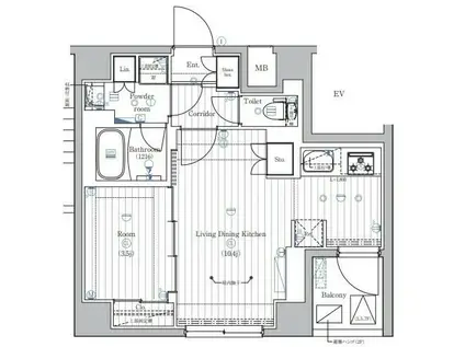 PREMIUM CUBE 西荻窪MO(1LDK/7階)の間取り写真