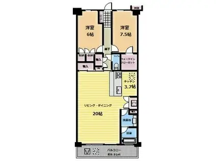 グランシティ湘南海岸II(2SLDK/3階)の間取り写真