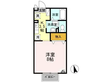 セジュールKAMAYA2000(1K/2階)の間取り写真