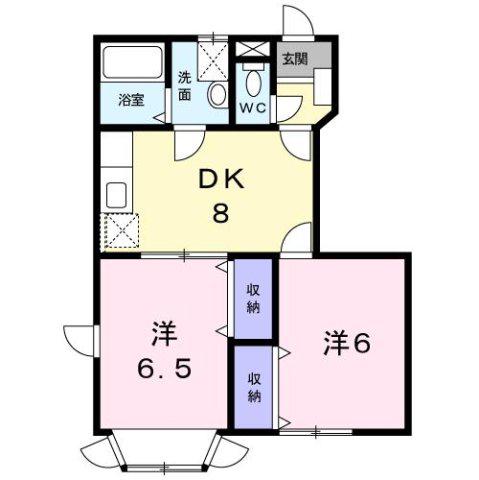 アウローラ・市浜(2DK/1階)の間取り写真