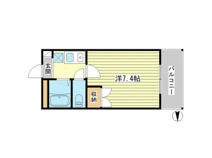 アムールMI中地I(1K/1階)の間取り写真