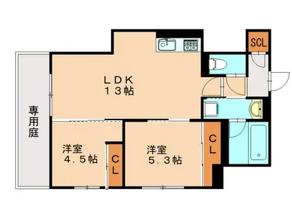 D-ROOM伊賀駅東(2LDK/1階)の間取り写真