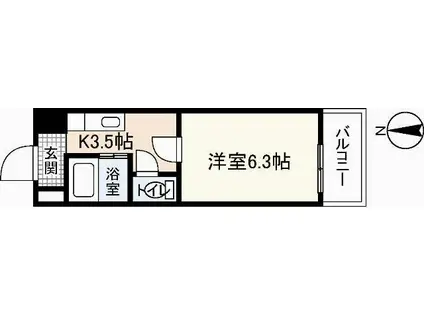 グランドール西原(1K/4階)の間取り写真