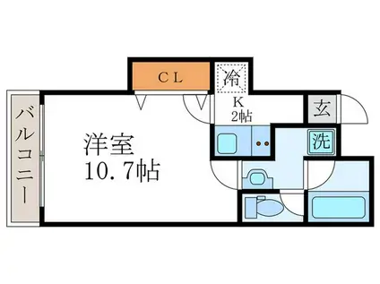 クシェル北山(1K/3階)の間取り写真