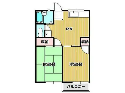 サンハイツ八幡(2DK/2階)の間取り写真