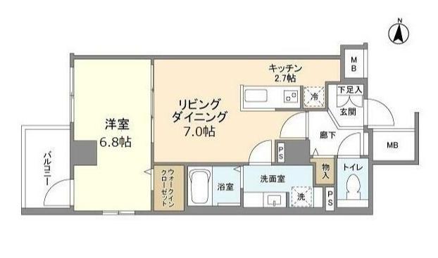 コスモグランス東日暮里(1LDK/2階)の間取り写真