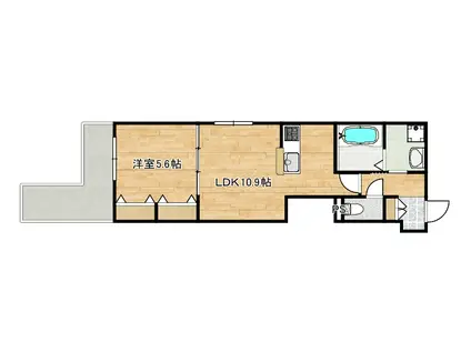 大口通ヘーベルメゾン C棟(1LDK/2階)の間取り写真