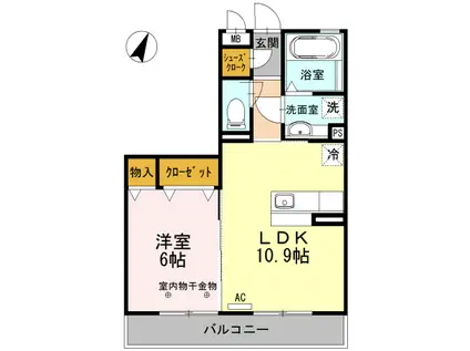 フェリーク(1LDK/2階)の間取り写真