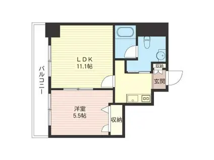 ソレアード菊川(1LDK/8階)の間取り写真