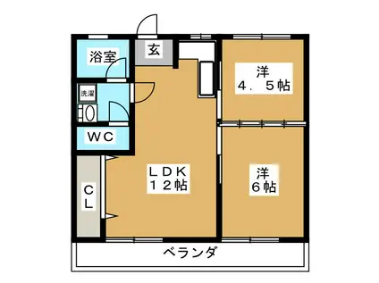 ハイトマンション(2LDK/2階)の間取り写真