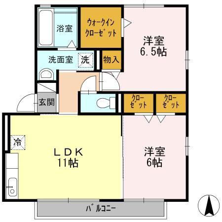 RIVER イースト 北畑 A(2LDK/2階)の間取り写真