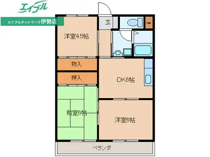 アベニールA(3DK/2階)の間取り写真