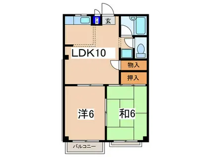 鴻和ハクエハイツ(2LDK/2階)の間取り写真