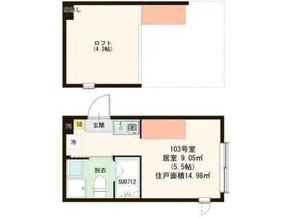 ハーモニーテラス春日町III(ワンルーム/1階)の間取り写真