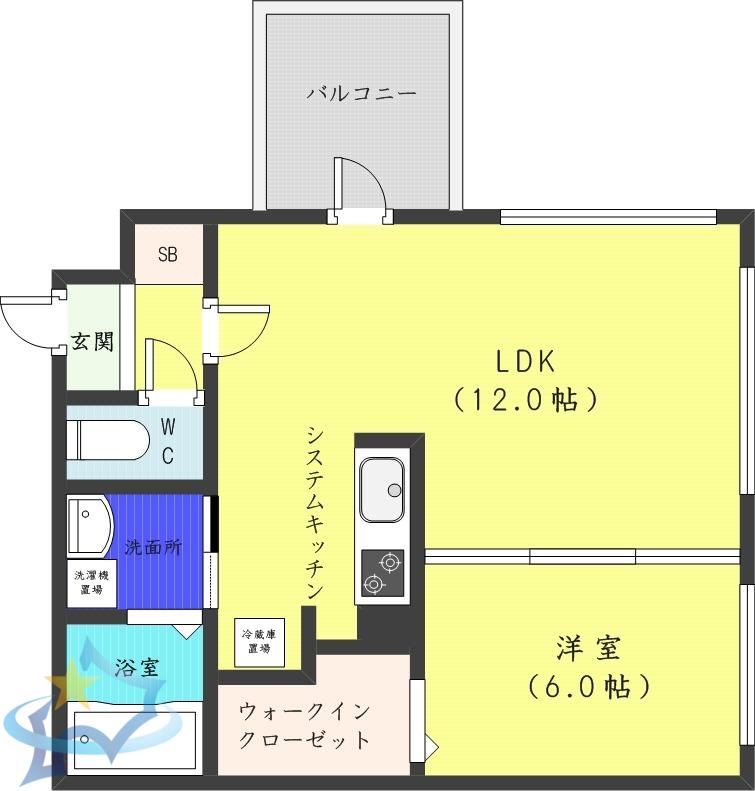 モルティーニ南円山(1LDK/2階)の間取り写真