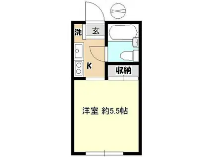 第1グリーンヒル(1K/2階)の間取り写真