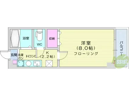 コーポゼリア(1K/4階)の間取り写真