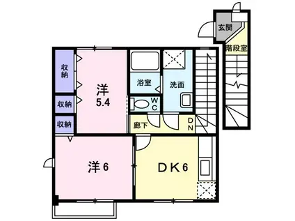 WHITE ROSE(2DK/2階)の間取り写真