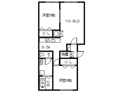 ラメゾン(2LDK/1階)の間取り写真