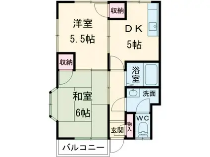 増田ハイツ A(2DK/1階)の間取り写真