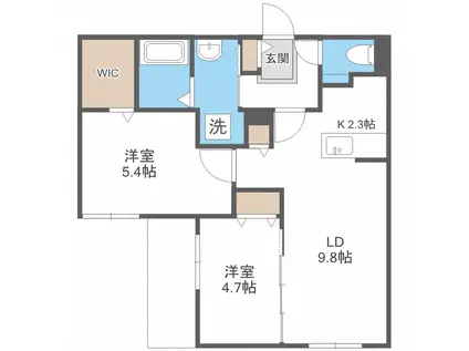ブランシャールALAIN山の手(2LDK/3階)の間取り写真