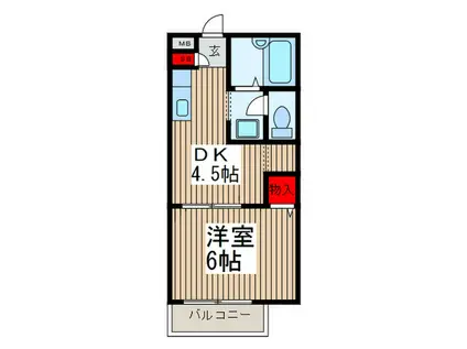 エスペラント浦和(1DK/2階)の間取り写真